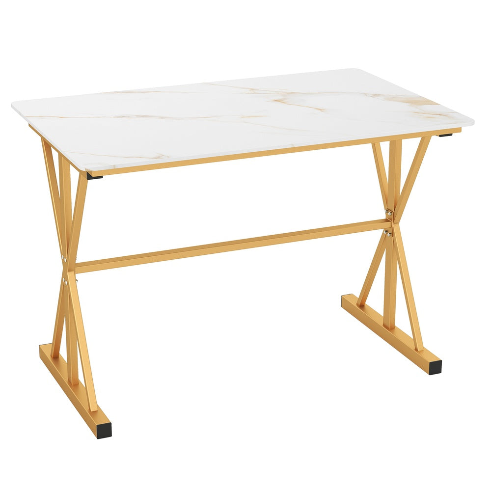 Sintered Stone Rectangular Dining Table 44 in, Modern X-Shaped Frame, Kitchen  Dining Room
