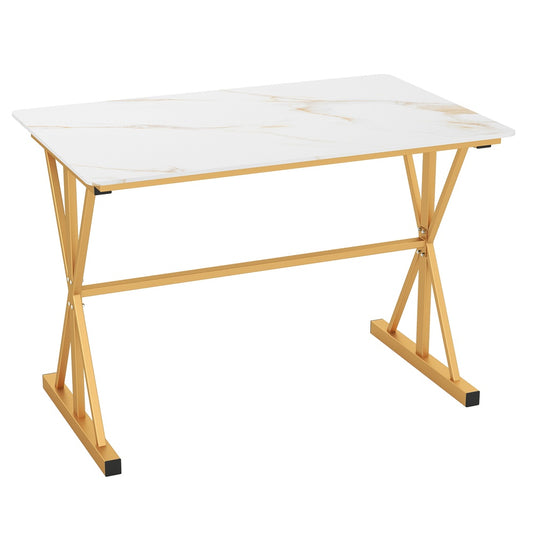 Sintered Stone Rectangular Dining Table 44 in, Modern X-Shaped Frame, Kitchen  Dining Room