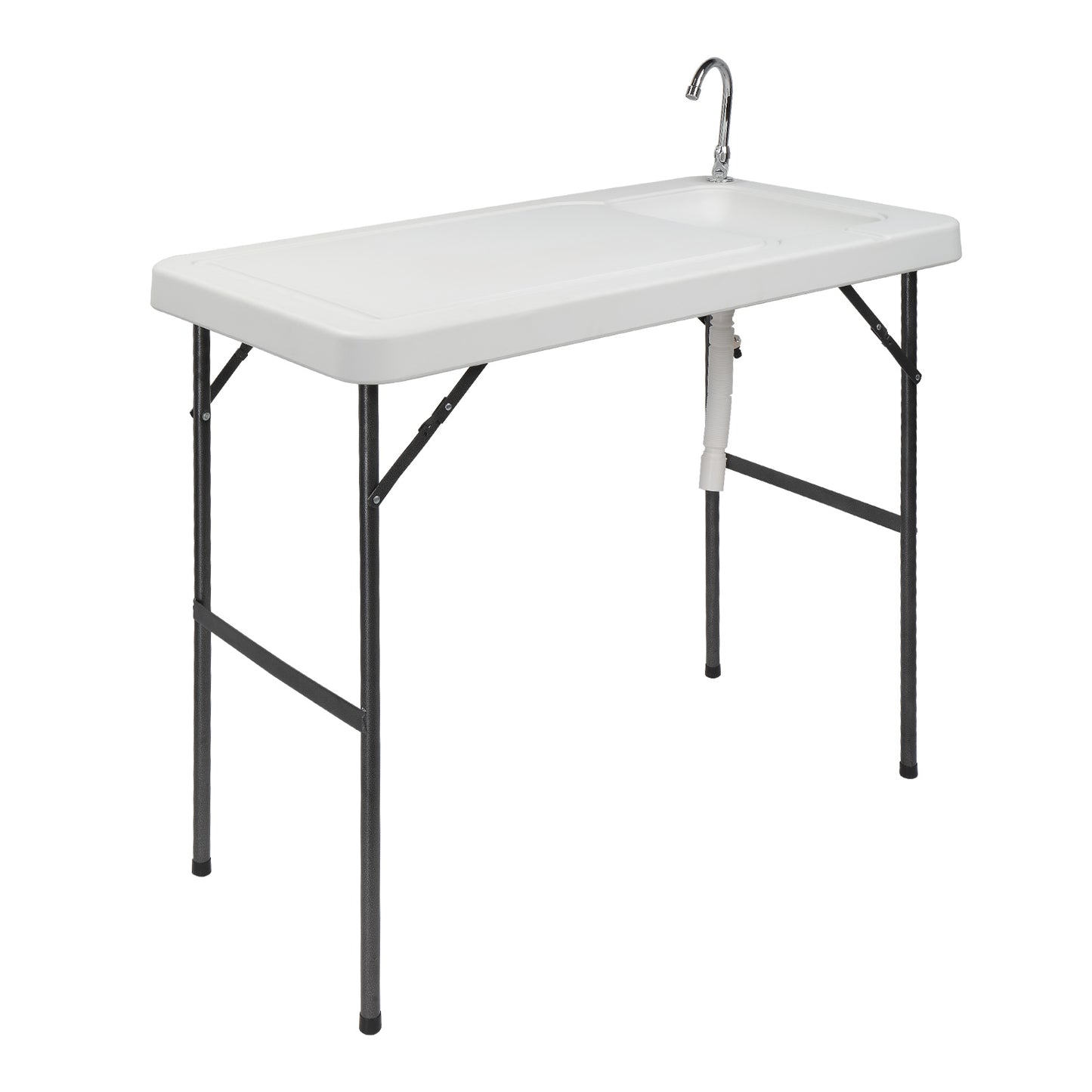 Folding Portable Fish Fillet and Cutting Table with Sink and Faucet, Camping Prep Station