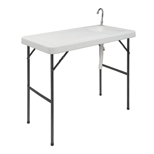 Folding Portable Fish Fillet and Cutting Table with Sink and Faucet, Camping Prep Station