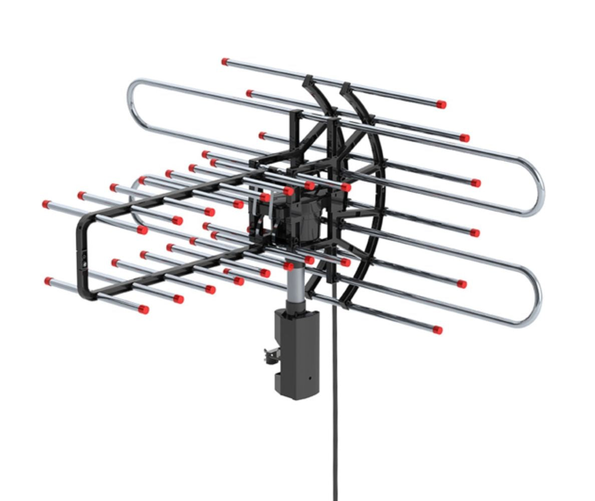Outdoor HDTV Antenna with 360 Degree Motorized Rotation, UHF VHF Amplified, 42 ft Cable