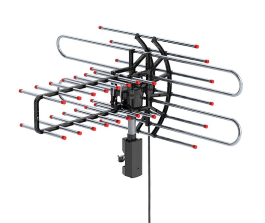 Outdoor HDTV Antenna with 360 Degree Motorized Rotation, UHF VHF Amplified, 42 ft Cable