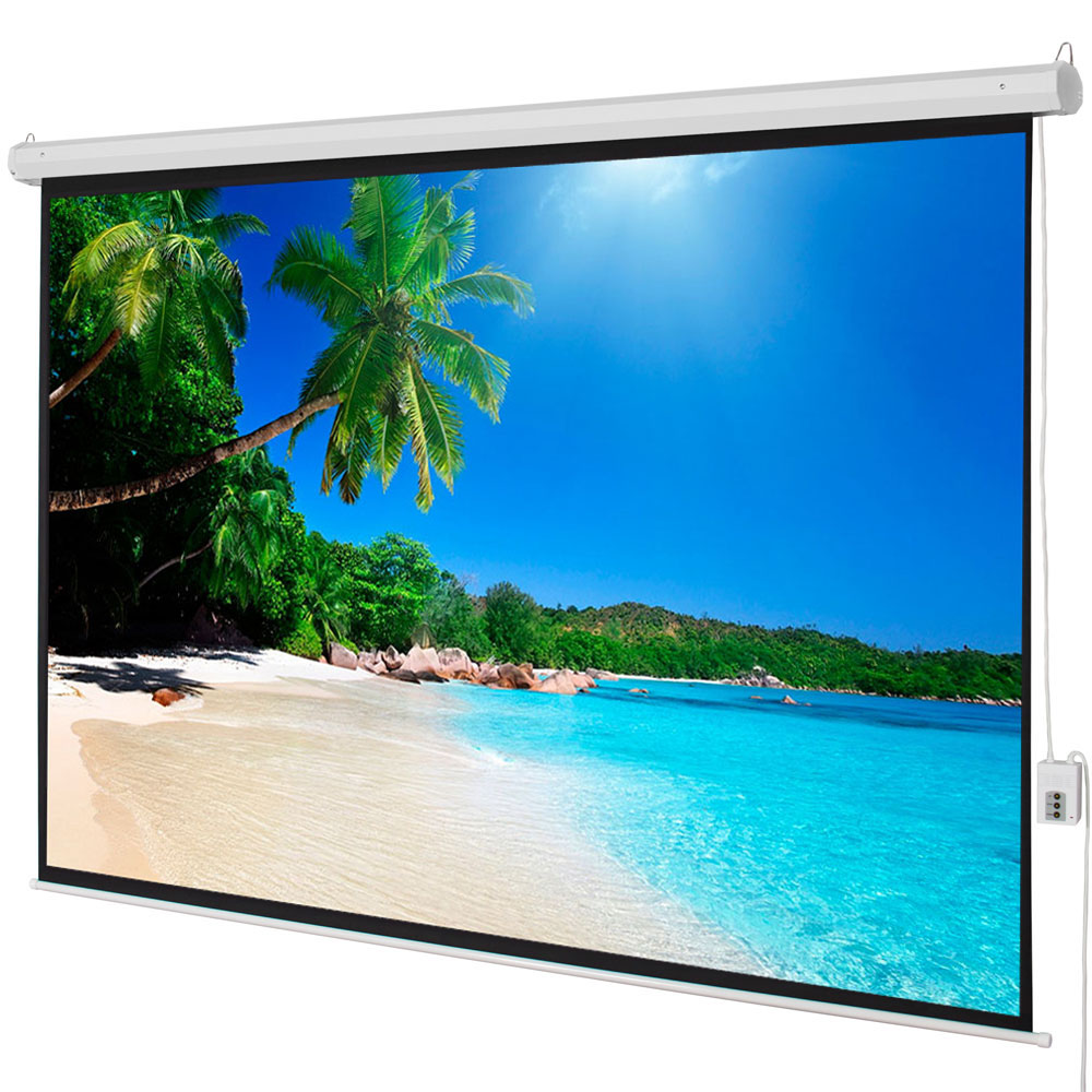 100 inch 4:3 Motorized Projector Screen with Remote Control, Matte White Electric Screen