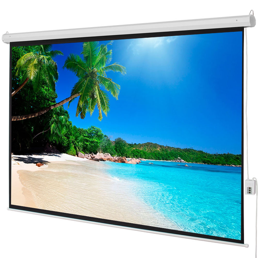 100 inch 4:3 Motorized Projector Screen with Remote Control, Matte White Electric Screen