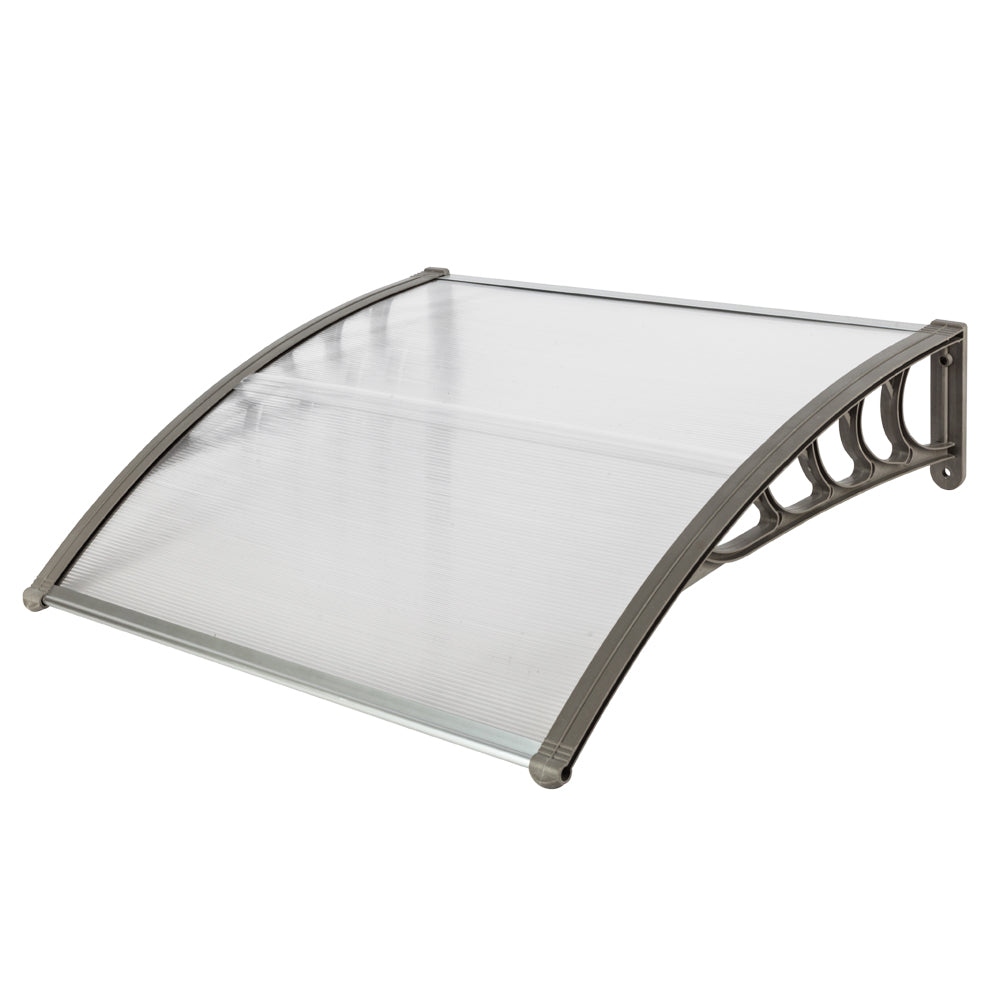 39 x 31 inch Door Canopy Awning, Polycarbonate Rain and Sun Shelter with Gray Brackets