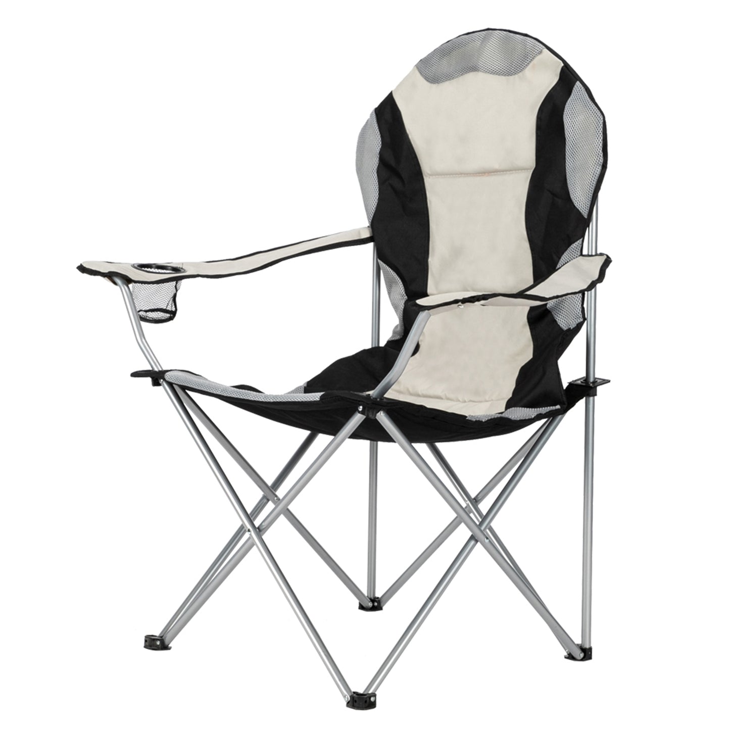 Folding Camping Chair for Fishing and Outdoor Use, Portable Compact Chair, Black and Gray