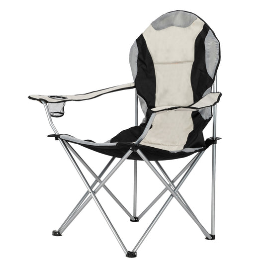 Folding Camping Chair for Fishing and Outdoor Use, Portable Compact Chair, Black and Gray