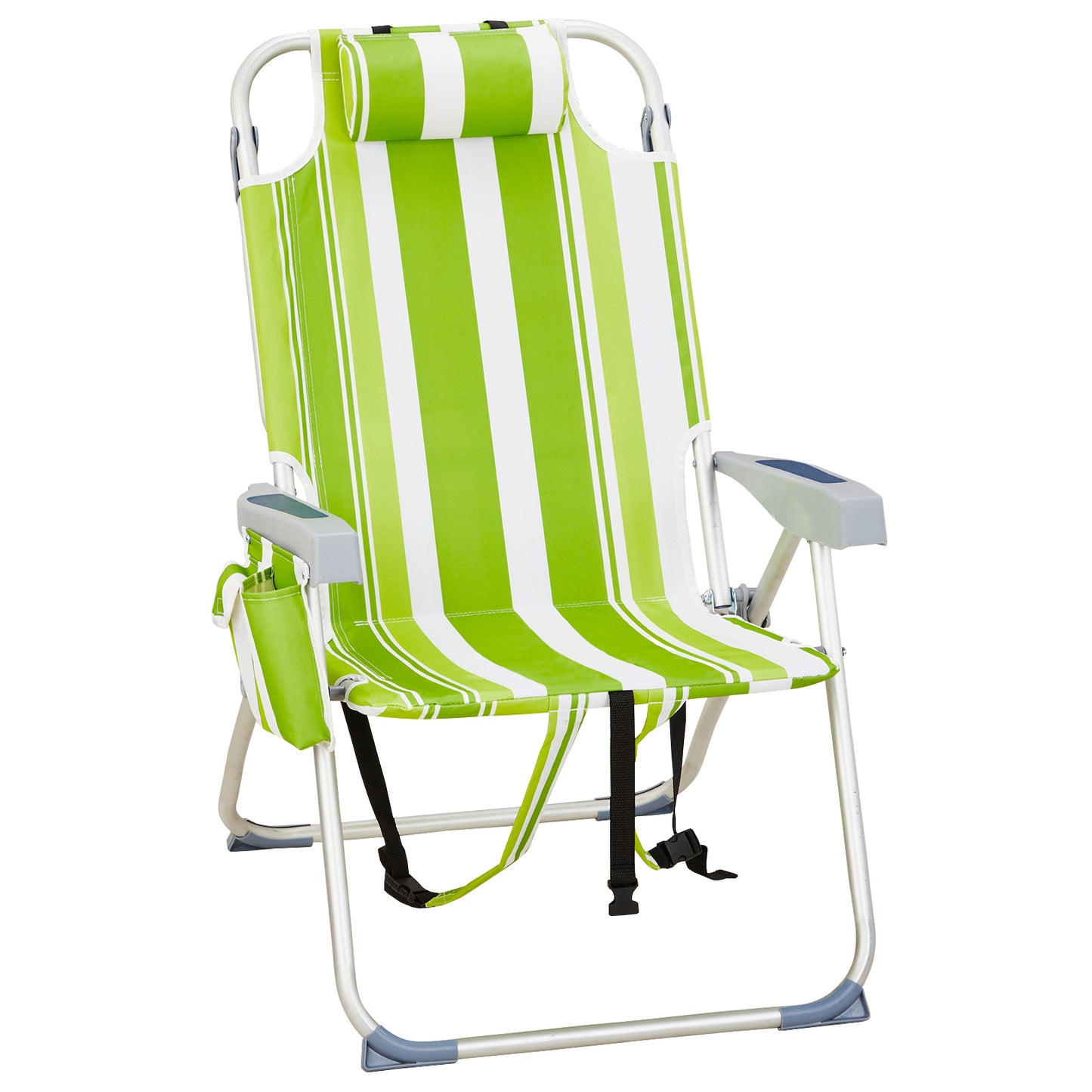 Folding Beach Chair with Aluminum Frame, Adjustable 5-Position Backrest, 220 lb Capacity