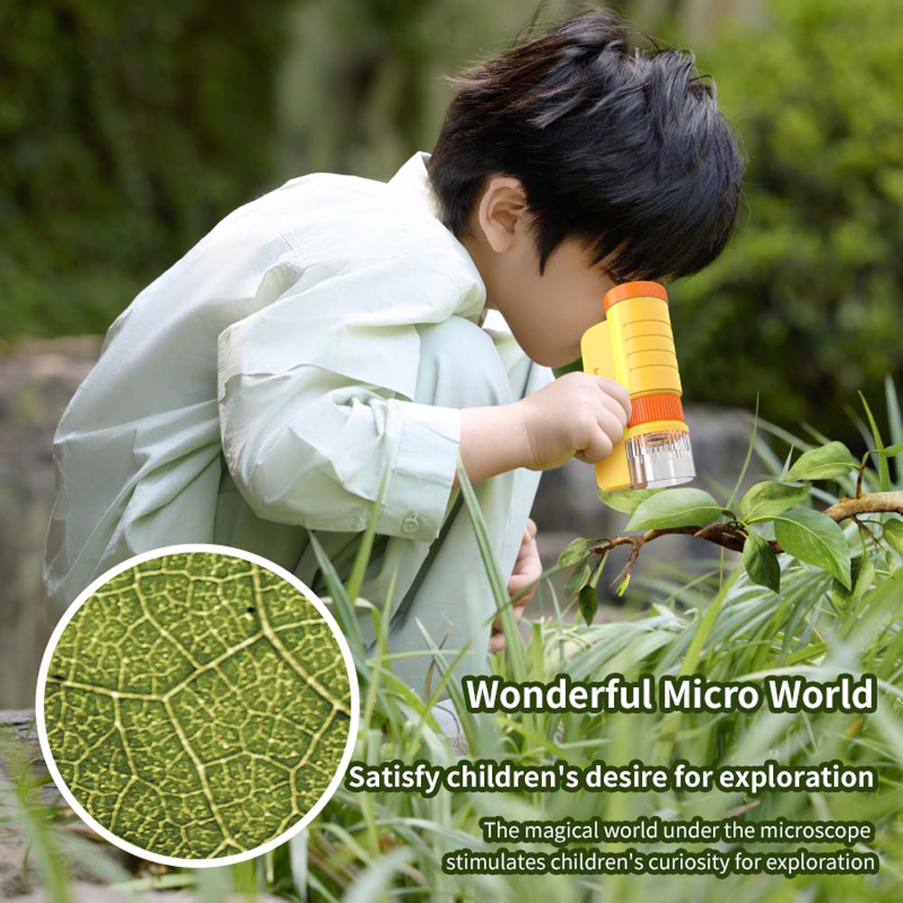 Children's Handheld Optical Microscope with LED Light, Portable Science Education Toy, Yellow