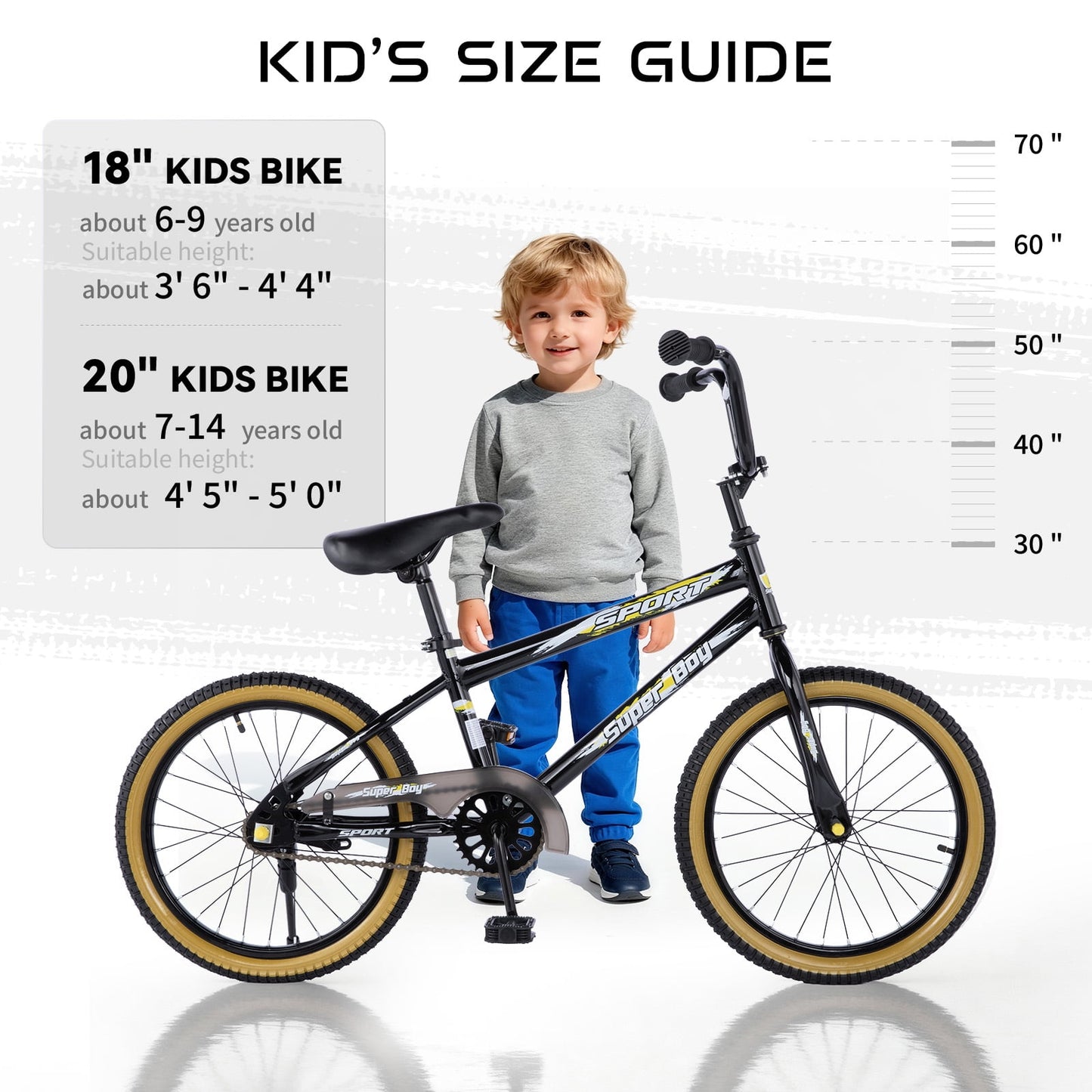 Bestcore 18in Kids Bike, Ages 6-9 Years, Black