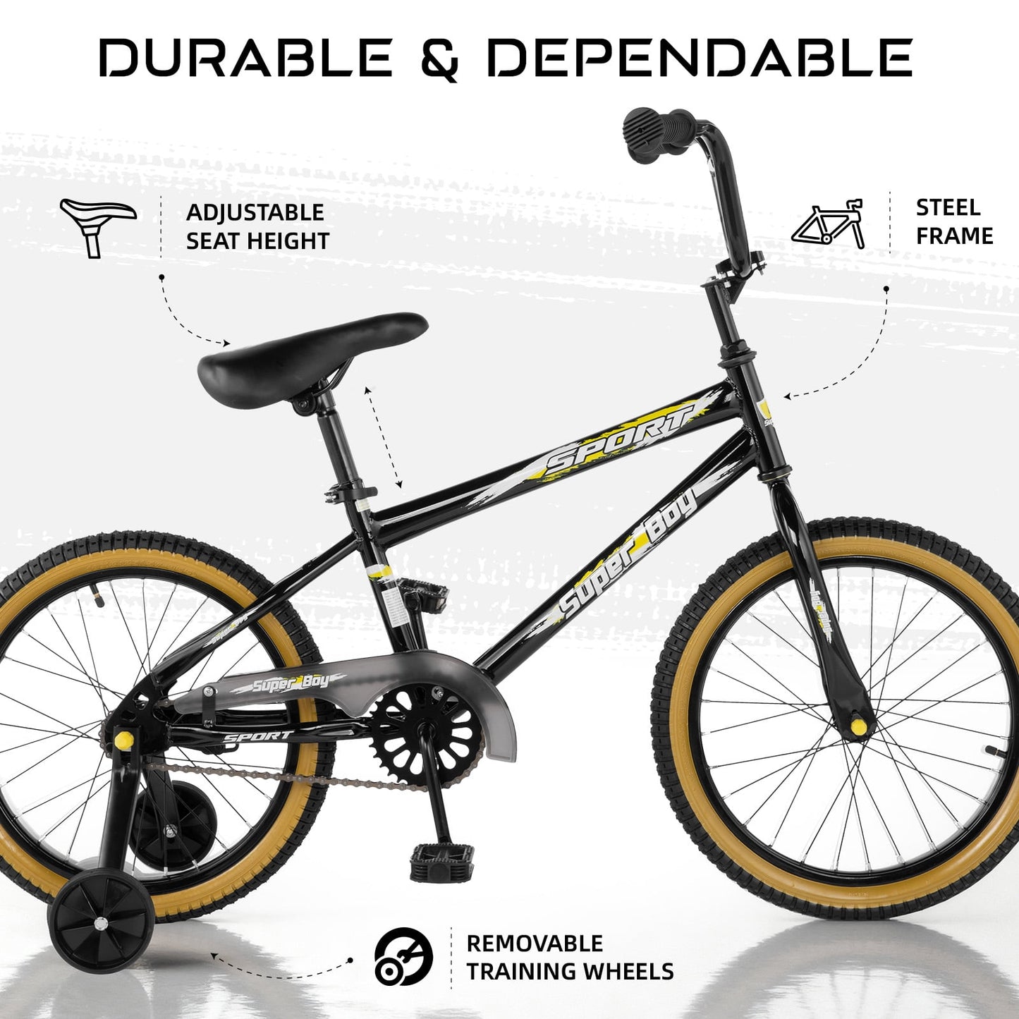 Bestcore 18in Kids Bike, Ages 6-9 Years, Black
