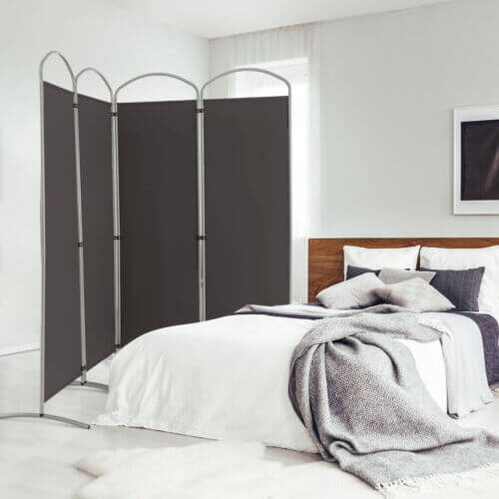 6.2 ft. Folding 4-Panel Room Divider Privacy Screen for Home Office, Bedroom and Living Room, Gray