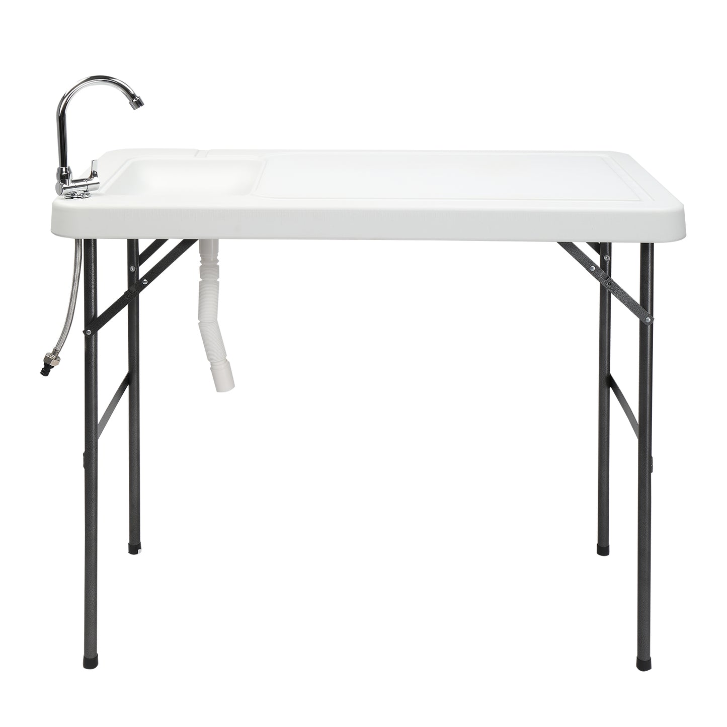 Folding Portable Fish Fillet and Cutting Table with Sink and Faucet, Camping Prep Station