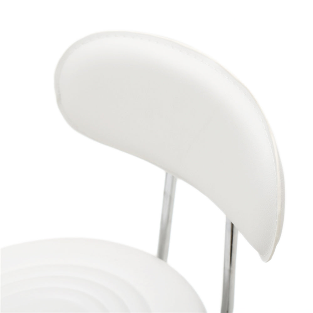 Adjustable Round Salon Stool with Backrest, Rolling Hydraulic Chair for Spa and Barber, White
