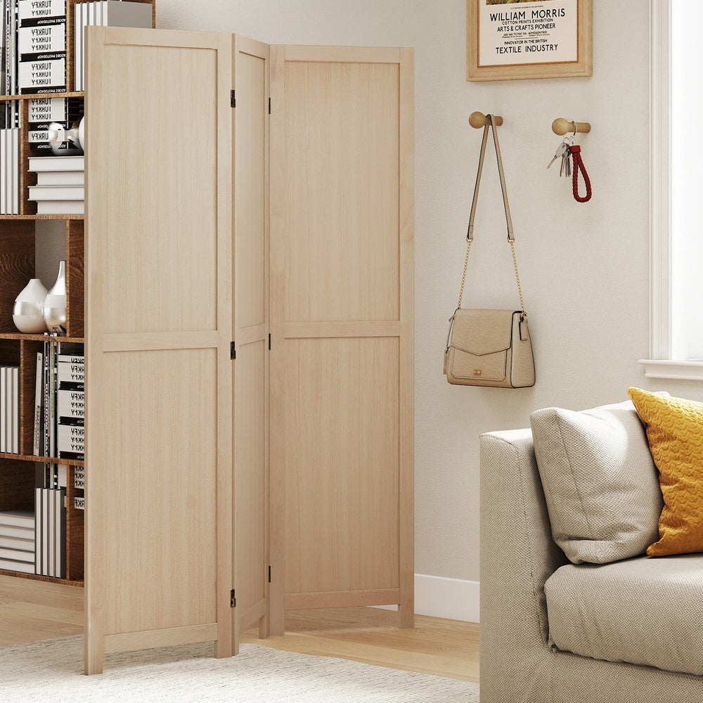 3-Panel Folding Room Divider Privacy Screen for Home, Office, Bedroom and Restaurant, Beige