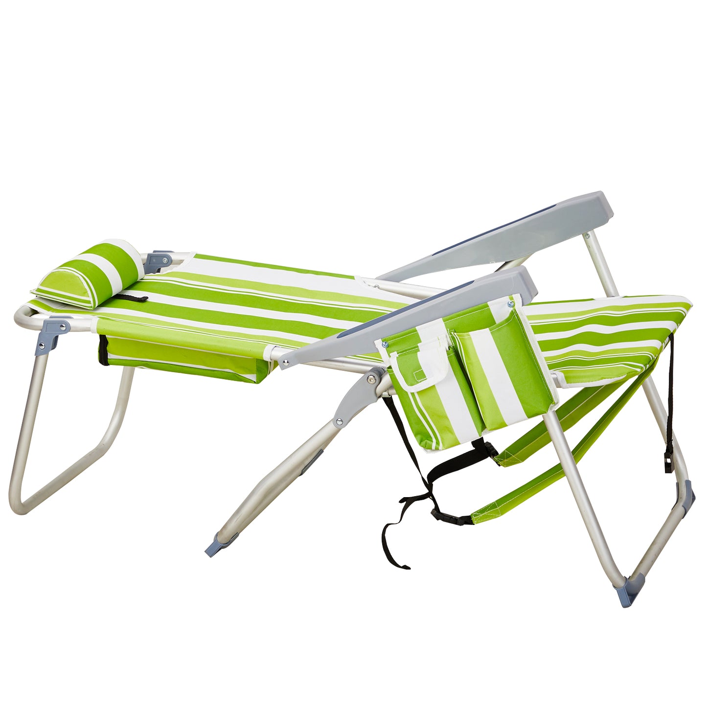 Folding Beach Chair with Aluminum Frame, Adjustable 5-Position Backrest, 220 lb Capacity