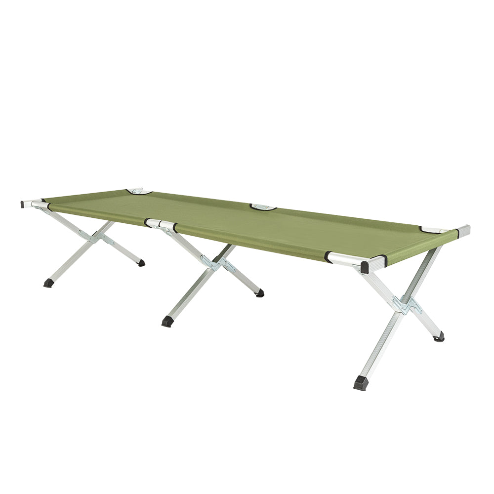 Portable Folding Camping Cot with Carrying Bag, Aluminum Frame Sleeping Bed, Army Green
