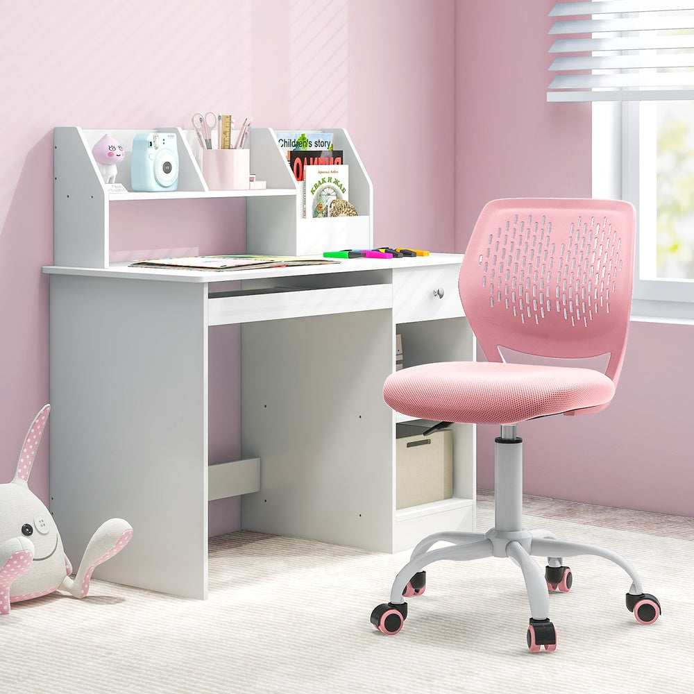 Ergonomic Children Study Chair Adjustable 16.5 to 21 in. Mesh Back PU Wheels 5 Claw Base 250 lb. 4 Colors