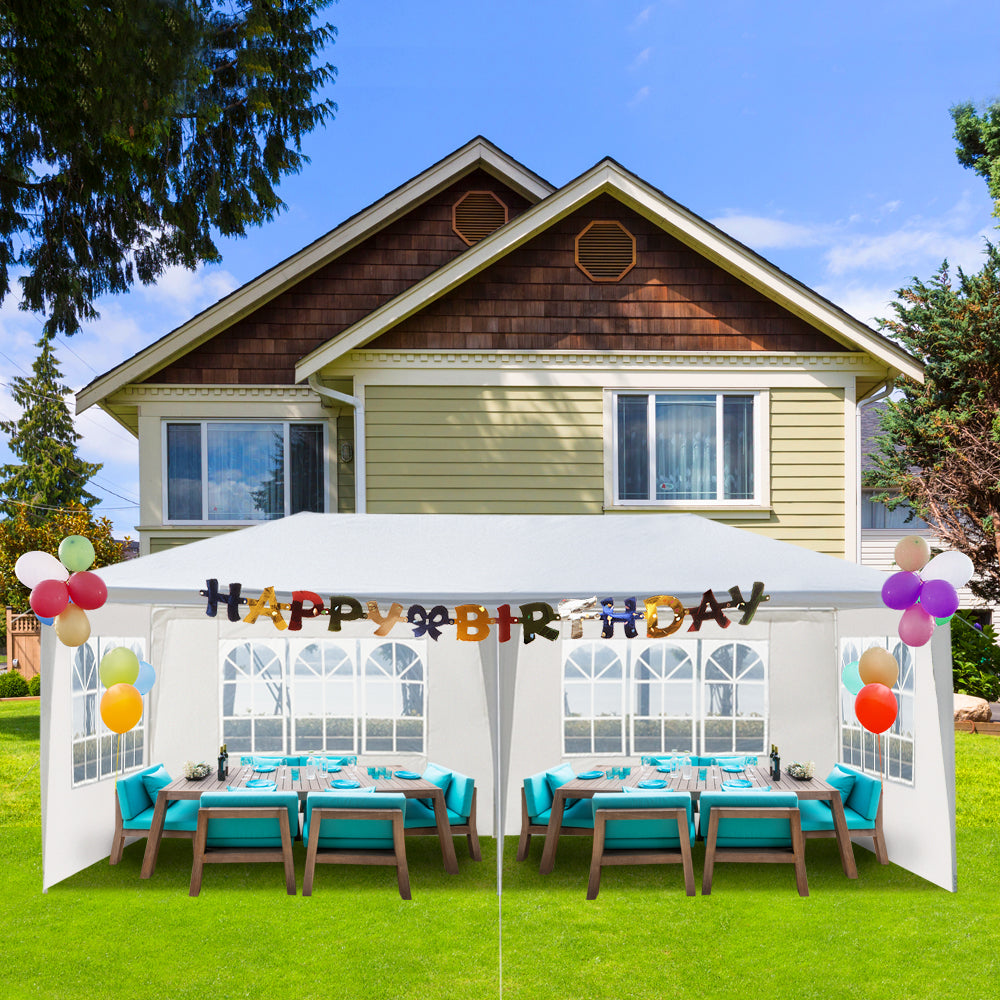 10 x 20 ft Outdoor Party Tent with 4 Removable Sidewalls, Waterproof Canopy Gazebo, White
