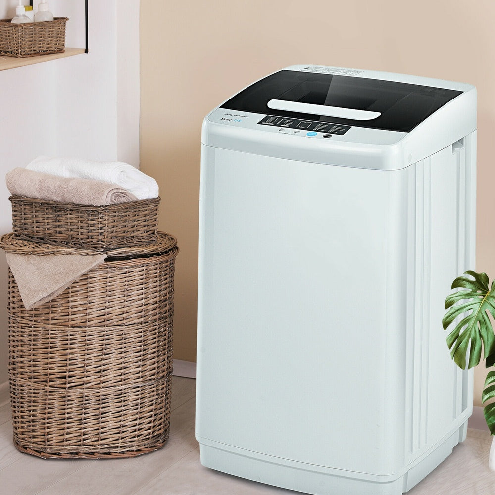 Portable Full-Automatic Washing Machine 8.8 lb. 10 Programs 5 Water Levels LED Display with Child Lock