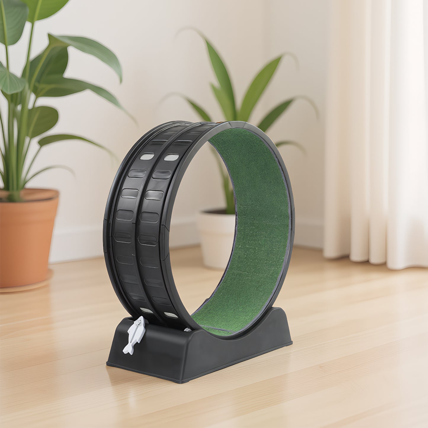 31.5 inch Cat Exercise Wheel with Carpet Runway and Teaser Stick, Cat Treadmill, Green