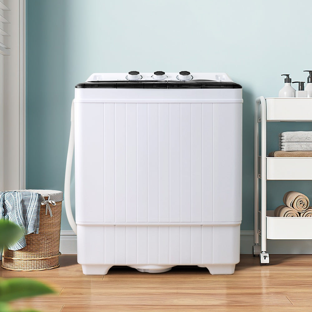 Semi-Automatic Twin Tub Washing Machine 26 lb. 18 lb. Wash 8 lb. Spin 280W Dual Motor with Drain Pump