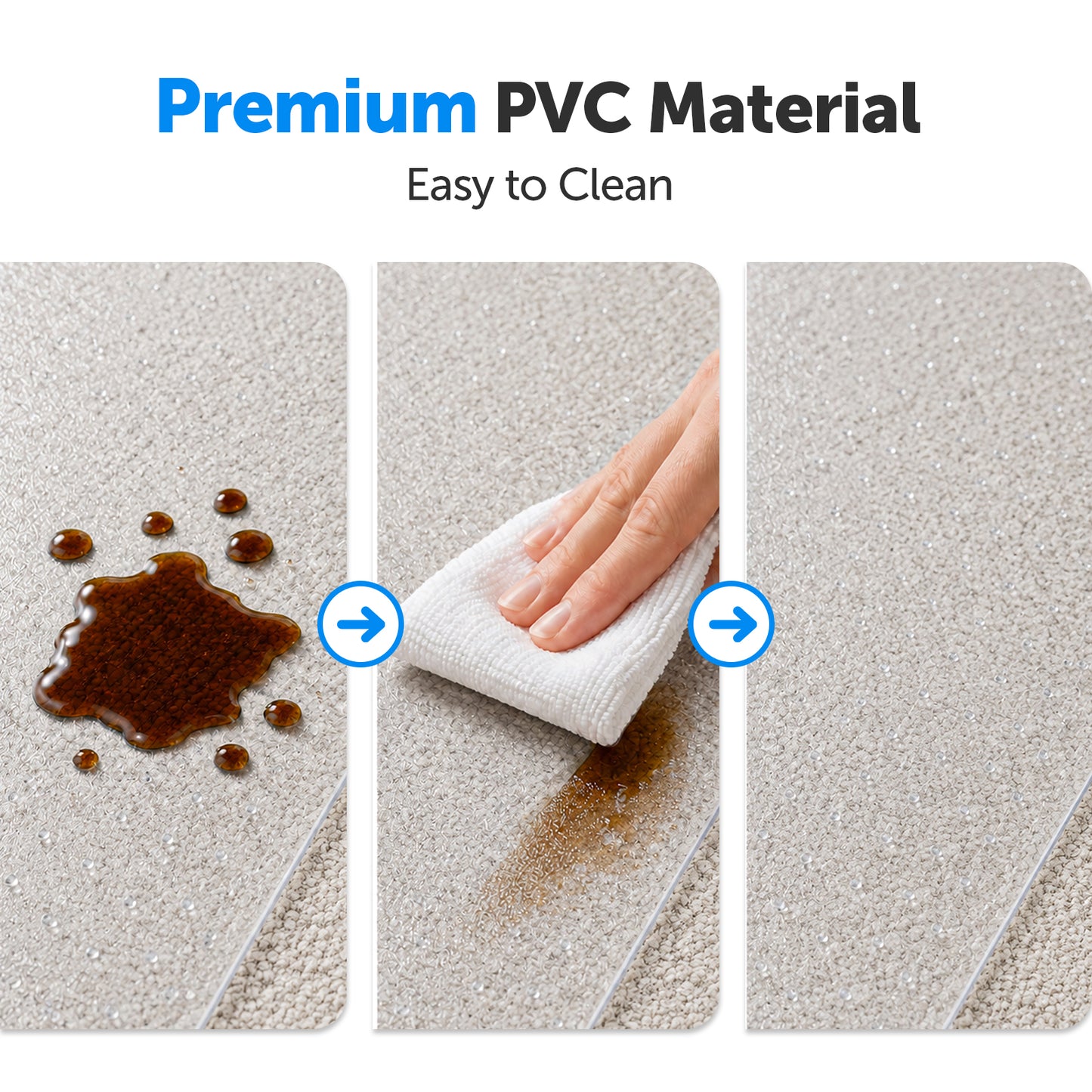 Transparent PVC Chair Mat for Hard Floors and Carpet, 47 x 35 inch Floor Protector
