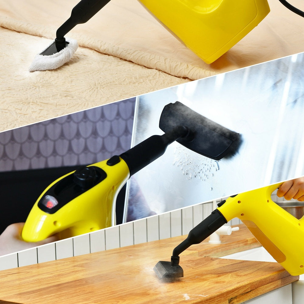 Portable Handheld Steam Cleaner 1000W with 10 Accessories 203 F Steam 2-3 Bar Pressure