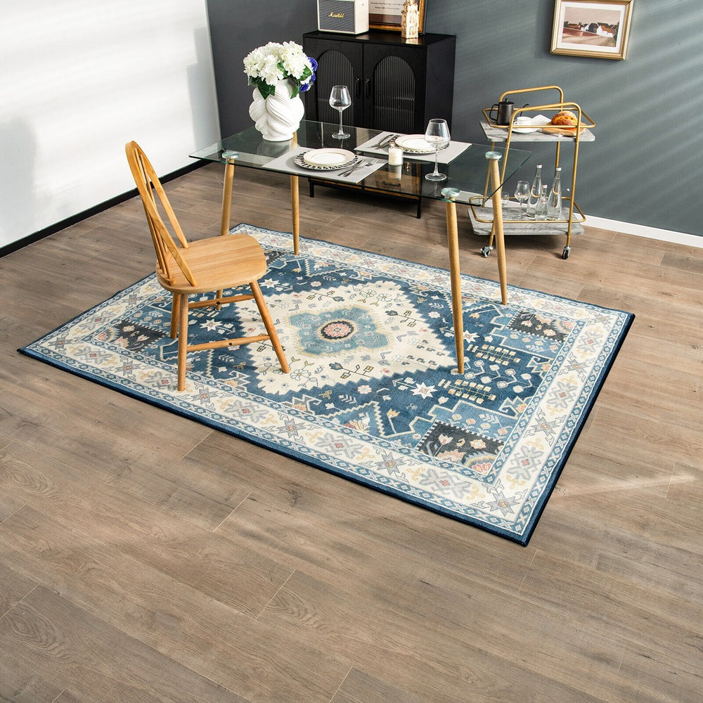 Faux Wool Area Rug with Non-Slip Backing for Living Room, Bedroom and Entryway