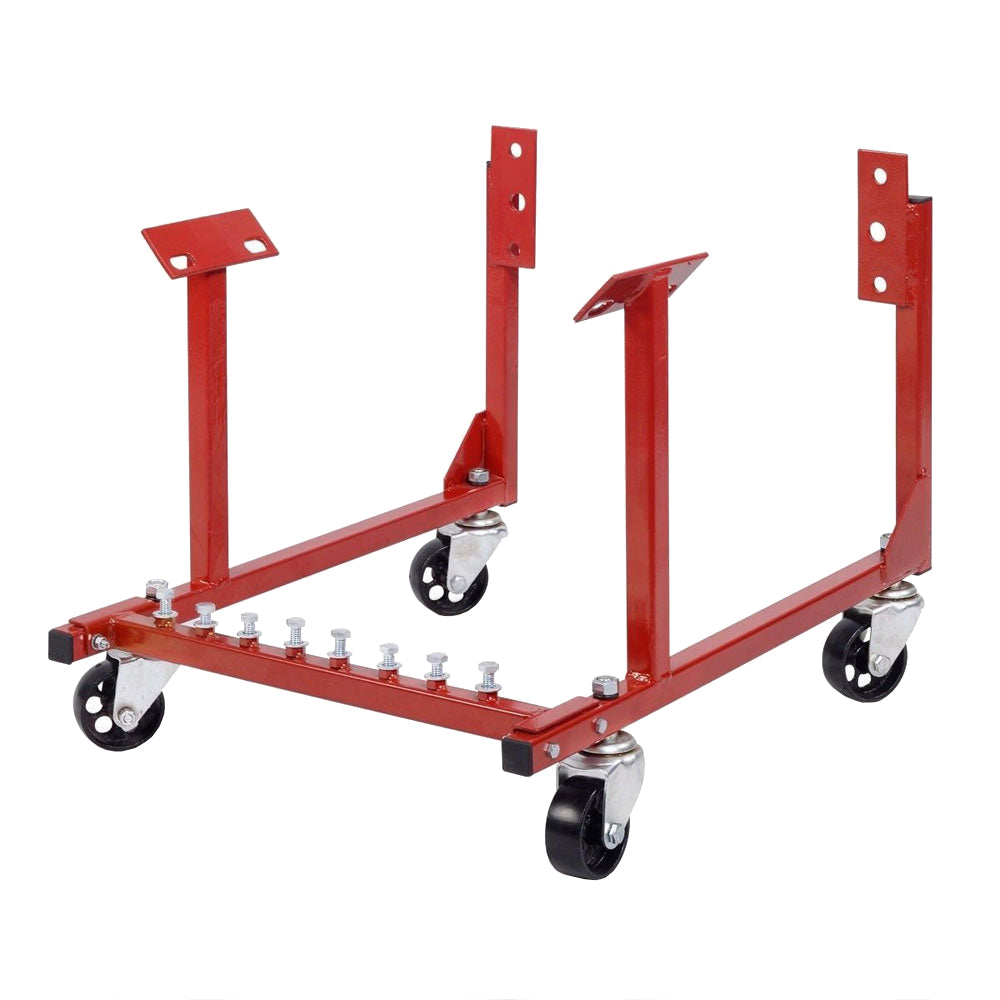 1000 lb Capacity Auto Engine Cradle Stand with Swivel Casters for Chevy V8, Red