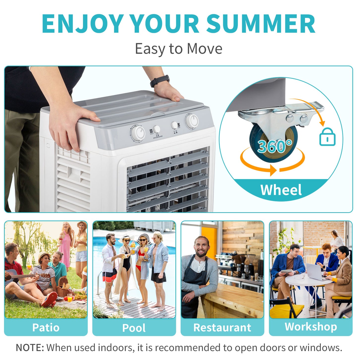 3-in-1 Portable Evaporative Air Cooler, 2353 CFM Fan with 7.9 Gallon Tank and 4 Ice Packs, White
