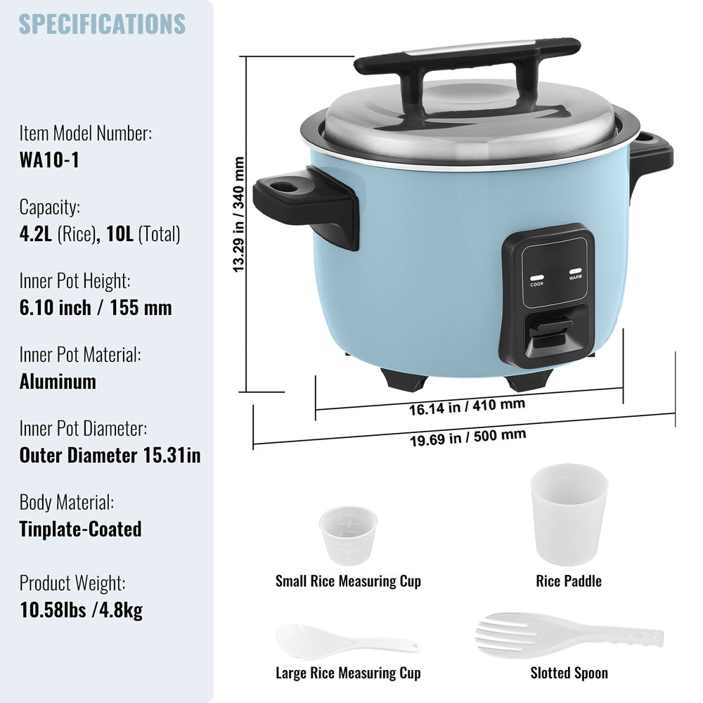 Commercial Rice Cooker 60-Cup Large Capacity 13 Qt. 1650W One-Touch Non-Stick Inner Pot Keep Warm