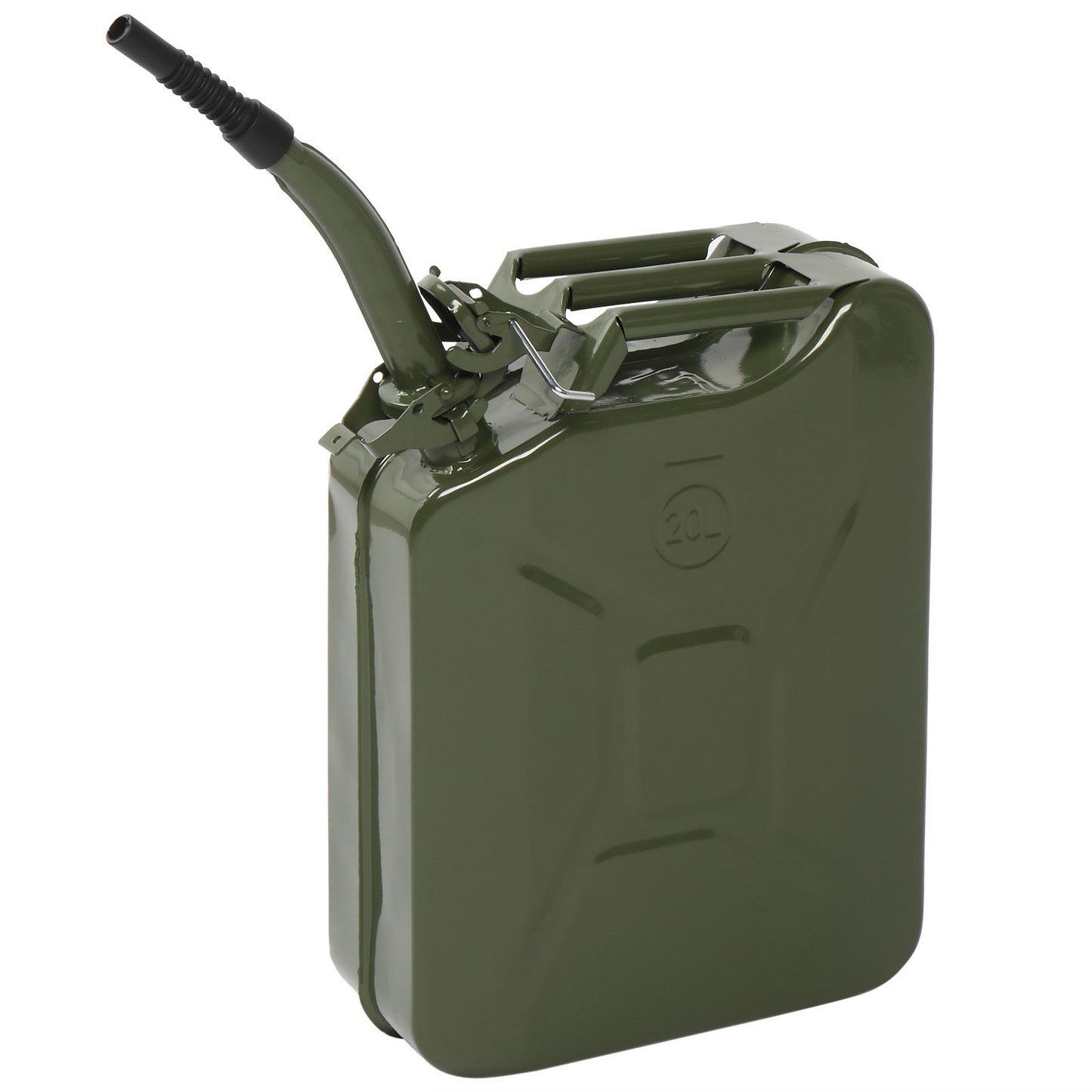 20L Portable Fuel Can with Spout, Steel Gasoline Diesel Storage Container, Army Green
