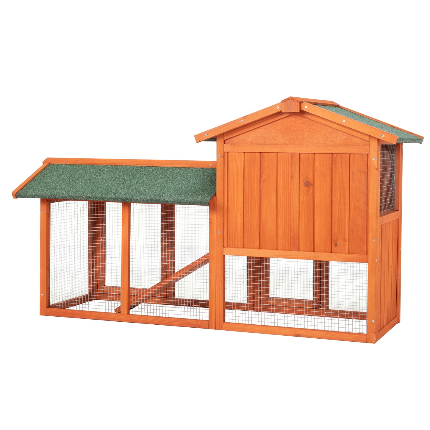 61 inch Wooden Chicken Coop and Rabbit Hutch, 2-Level Outdoor Poultry Cage with Run