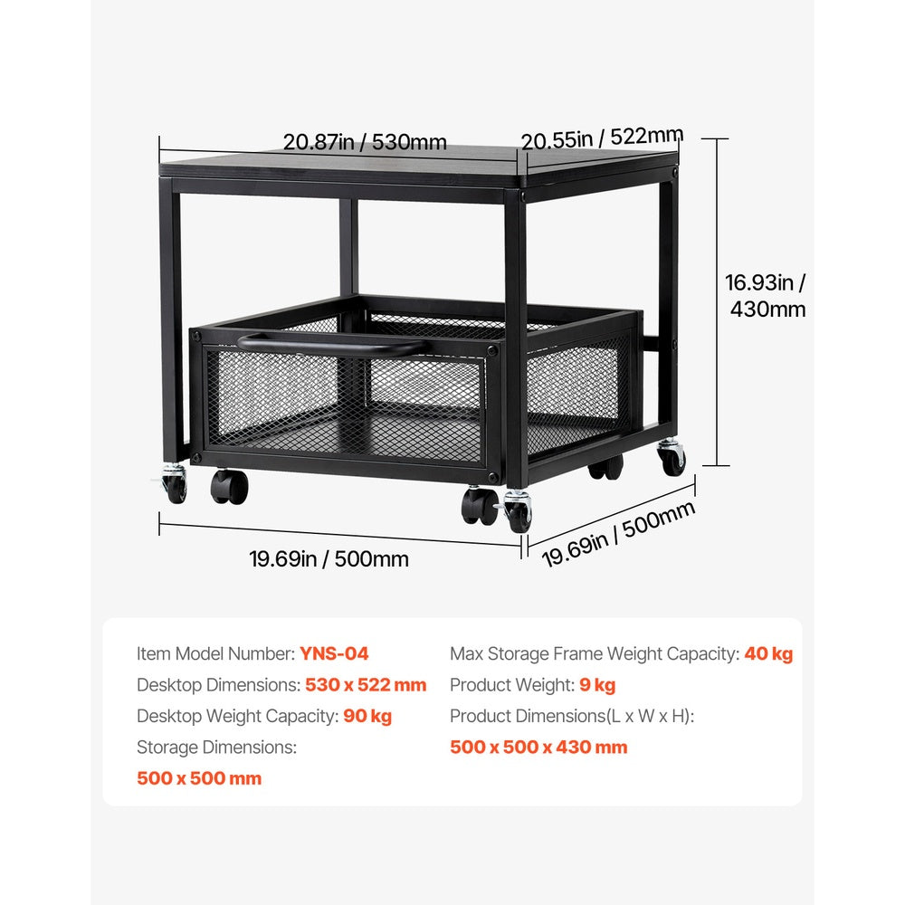 Mini Fridge Stand with Storage Cart 198 lb. Capacity Swivel Wheels Rounded Edge Appliance Table