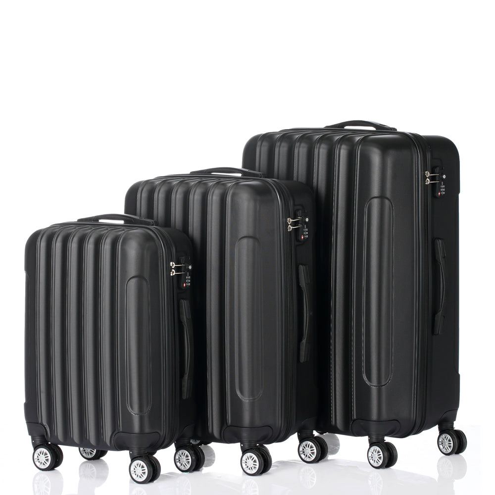 3-in-1 Multifunctional Large Capacity Travel Suitcase Set, Hardside Trolley Luggage, Black