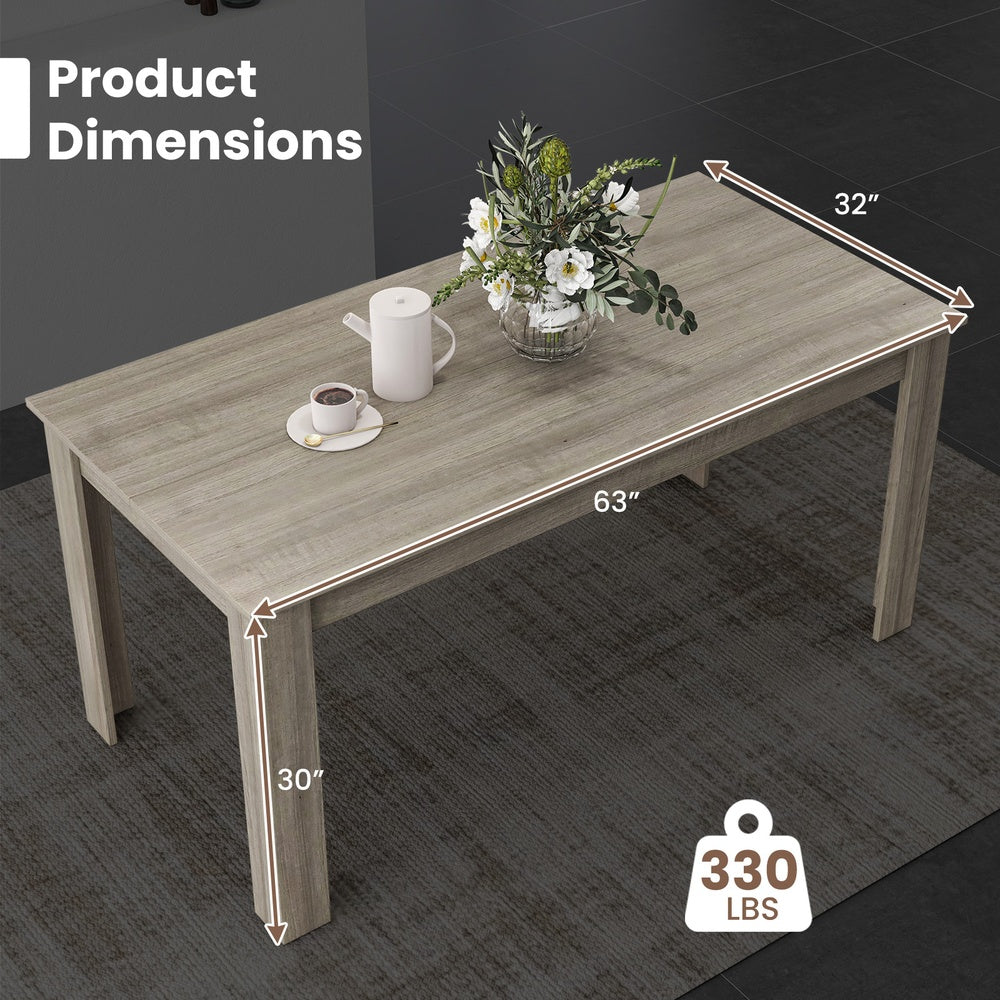 63 in Rectangular Wood Dining Table with Sturdy Four-Leg, Modern Home Kitchen  Dining Room Table