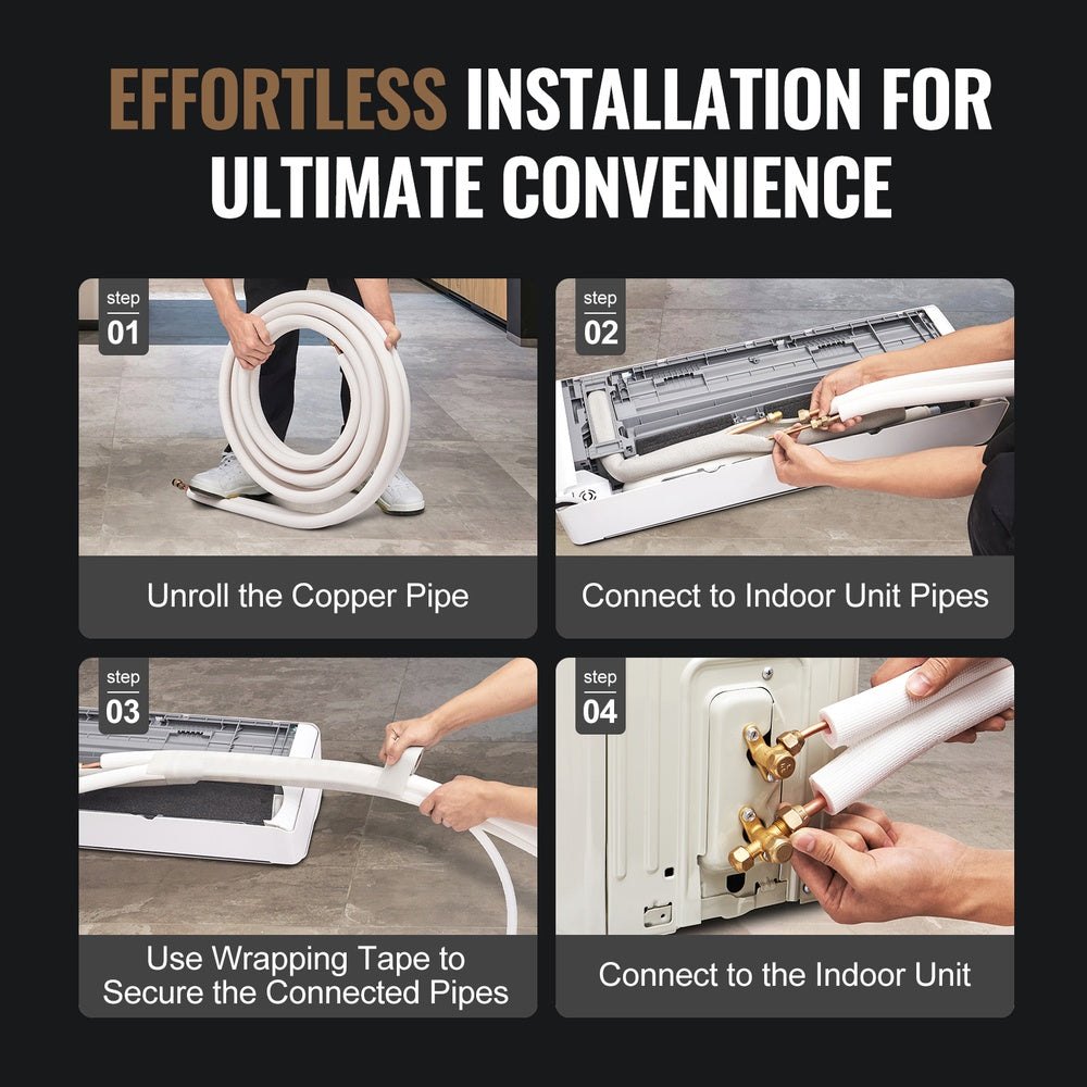 50 ft Mini Split Line Set, 3/8  5/8 OD Copper Tubing with Triple-Layer PE Insulation, Pre-Coiled for AC Heat Pump