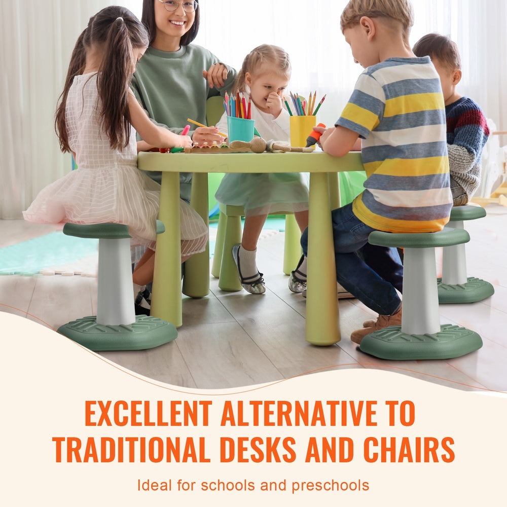 Kids Wobble Chair Active Seat 154 lbs. HDPE CPSIA Sponge Cushion 360 Degree Swivel for Preschool Classroom Age 3-7 Green