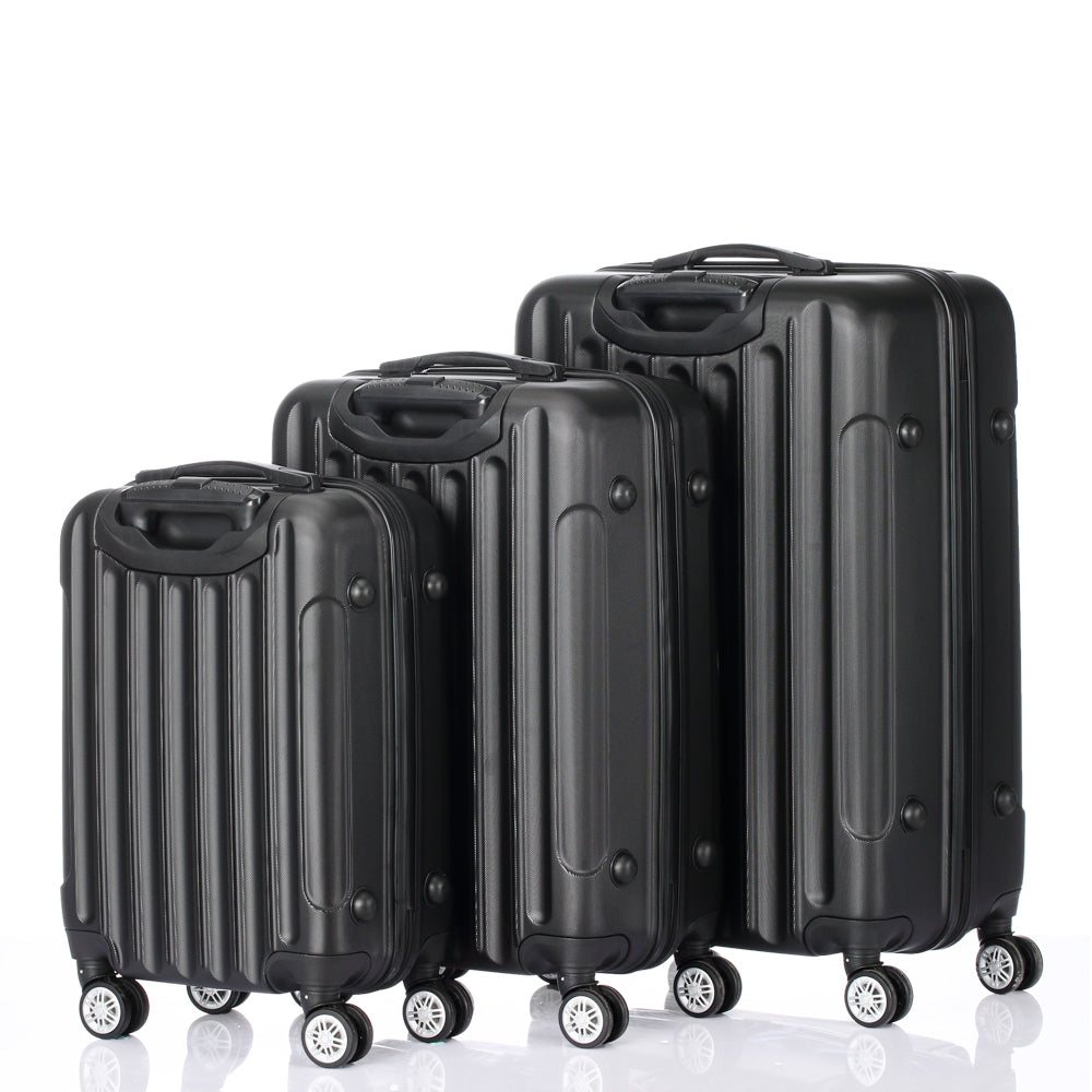 3-in-1 Multifunctional Large Capacity Travel Suitcase Set, Hardside Trolley Luggage, Black