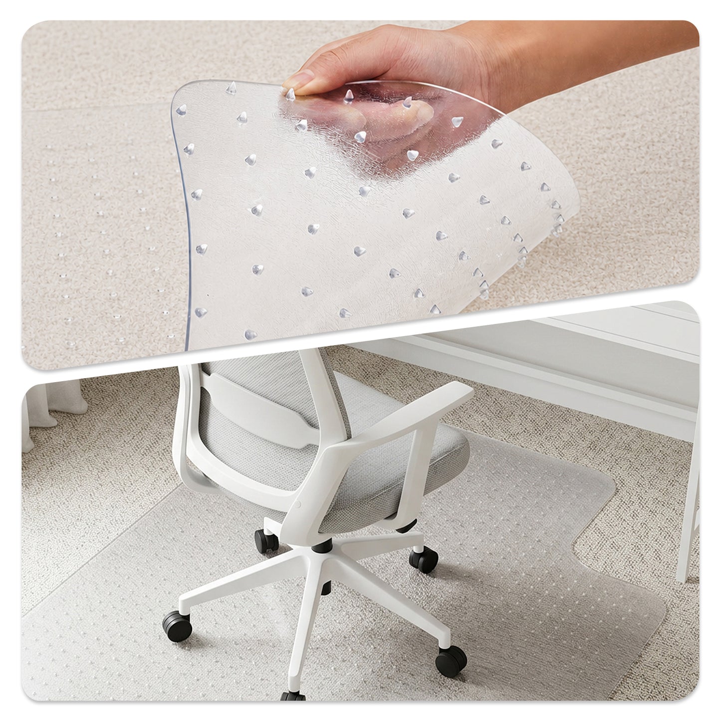 Transparent PVC Chair Mat for Hard Floors and Carpet, 47 x 35 inch Floor Protector