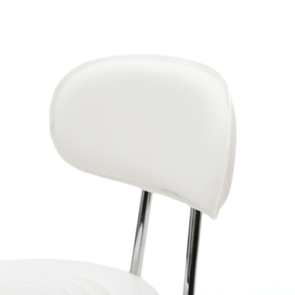 Adjustable Round Salon Stool with Backrest, Rolling Hydraulic Chair for Spa and Barber, White