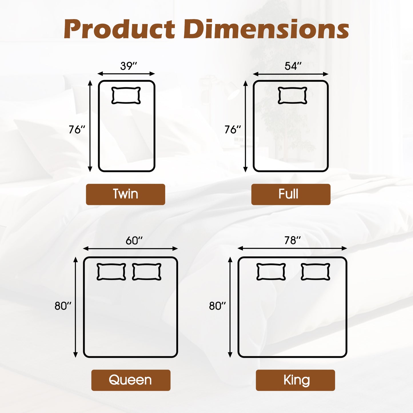 Dual Controller Heated Mattress Pad 9 Heat Settings 9 hr Auto-Off Fits up to 10 in. Mattress Machine Washable Full Queen