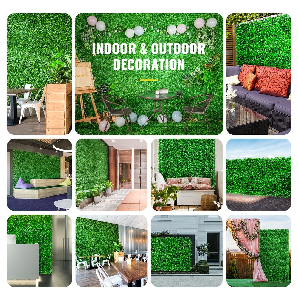 Artificial Boxwood Panels 6 Pack 20 x 20 in. UV-Protected Hedge Wall for Patio Balcony and Small Backyard