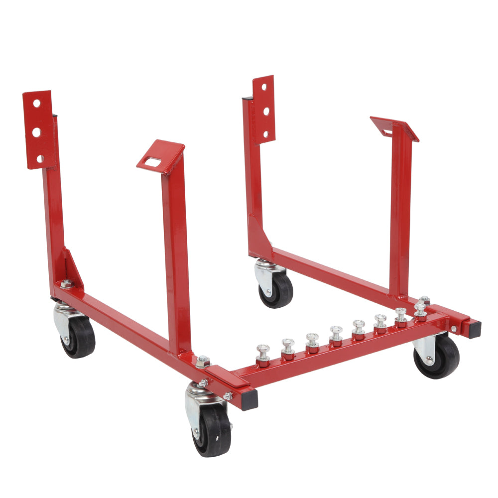 1000 lb Capacity Auto Engine Cradle Stand with Swivel Casters for Chevy V8, Red