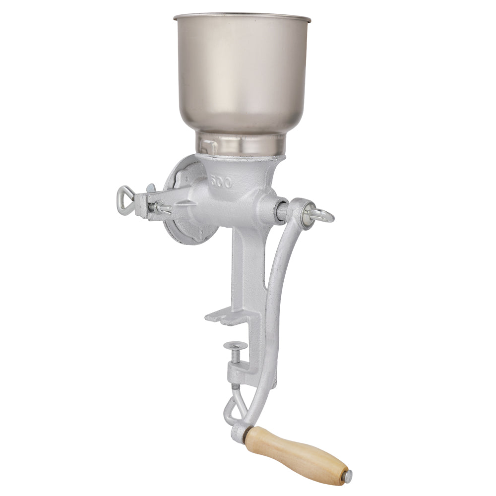 Manual Hand Crank Grain Grinder Mill for Corn, Wheat, Coffee and Nuts, Silver