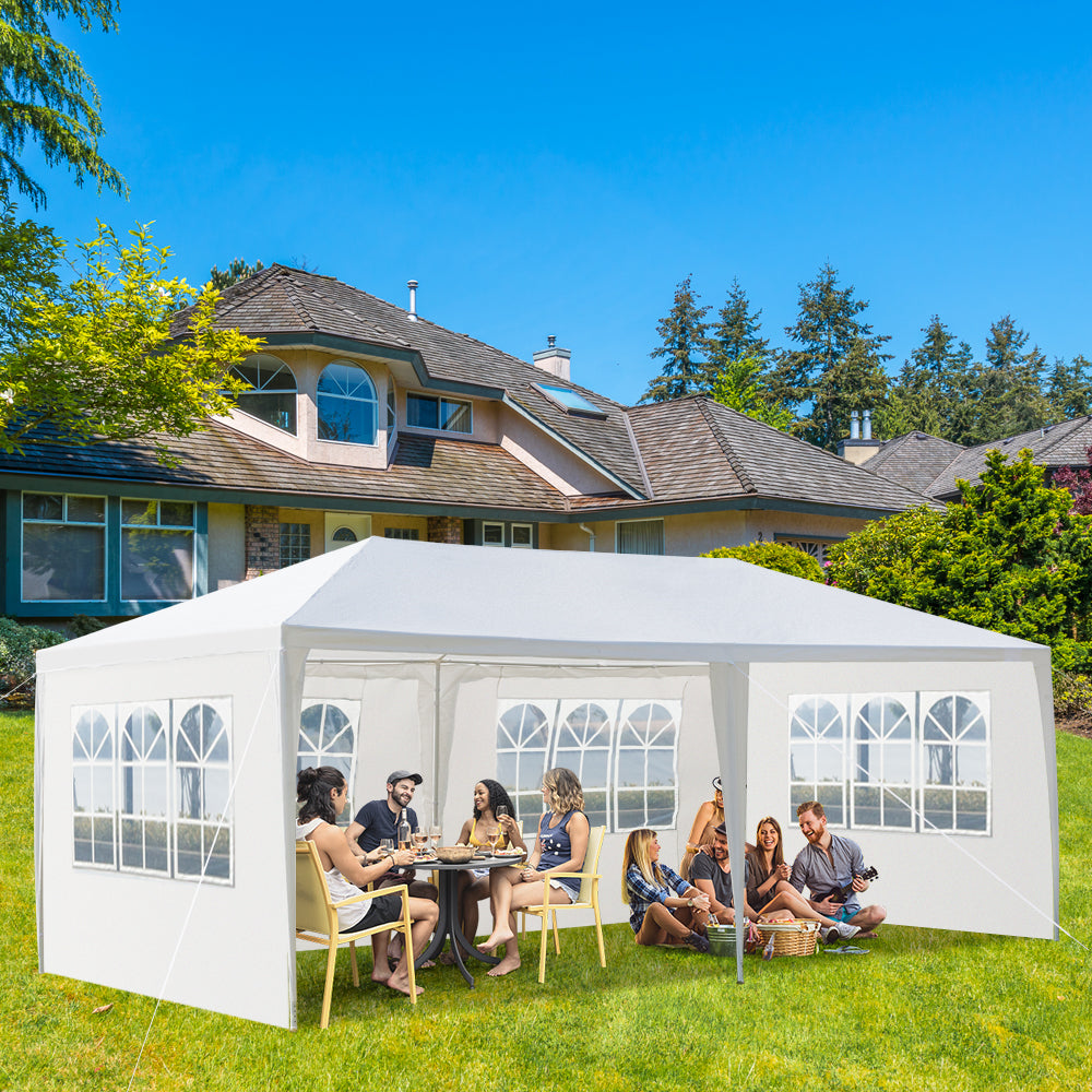 10 x 20 ft Outdoor Party Tent with 4 Removable Sidewalls, Waterproof Canopy Gazebo, White