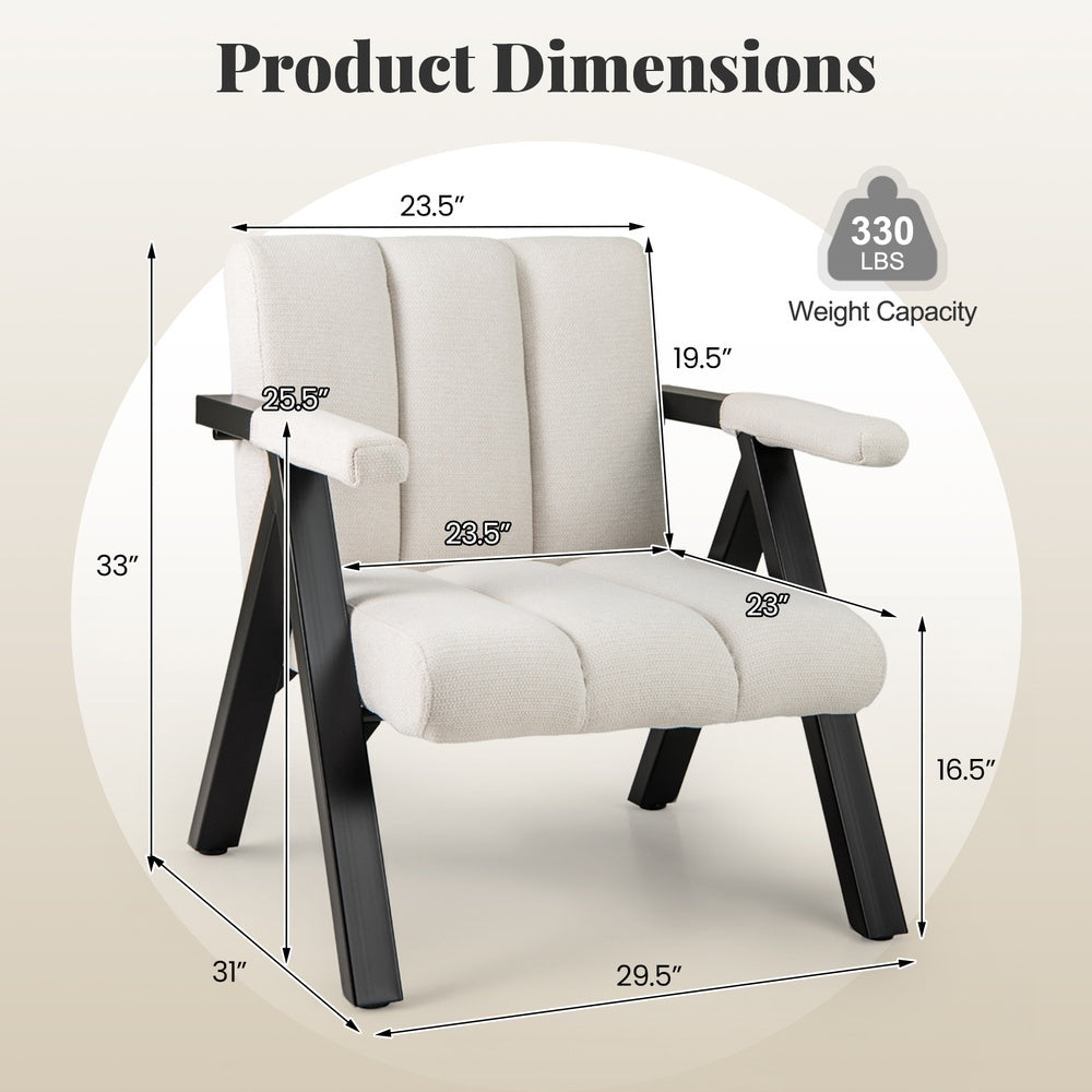 Oversized Accent Chair Metal Frame Armrests 23.5 x 23 in. Seat 4.5 in. Cushion 101 Triangle 330 lb. Tufted