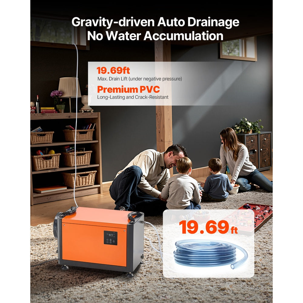 70 Pints Commercial Dehumidifier with Drain Pump, for Crawl Space Basement Garage up to 4,500 Sq Ft, 24h Timer