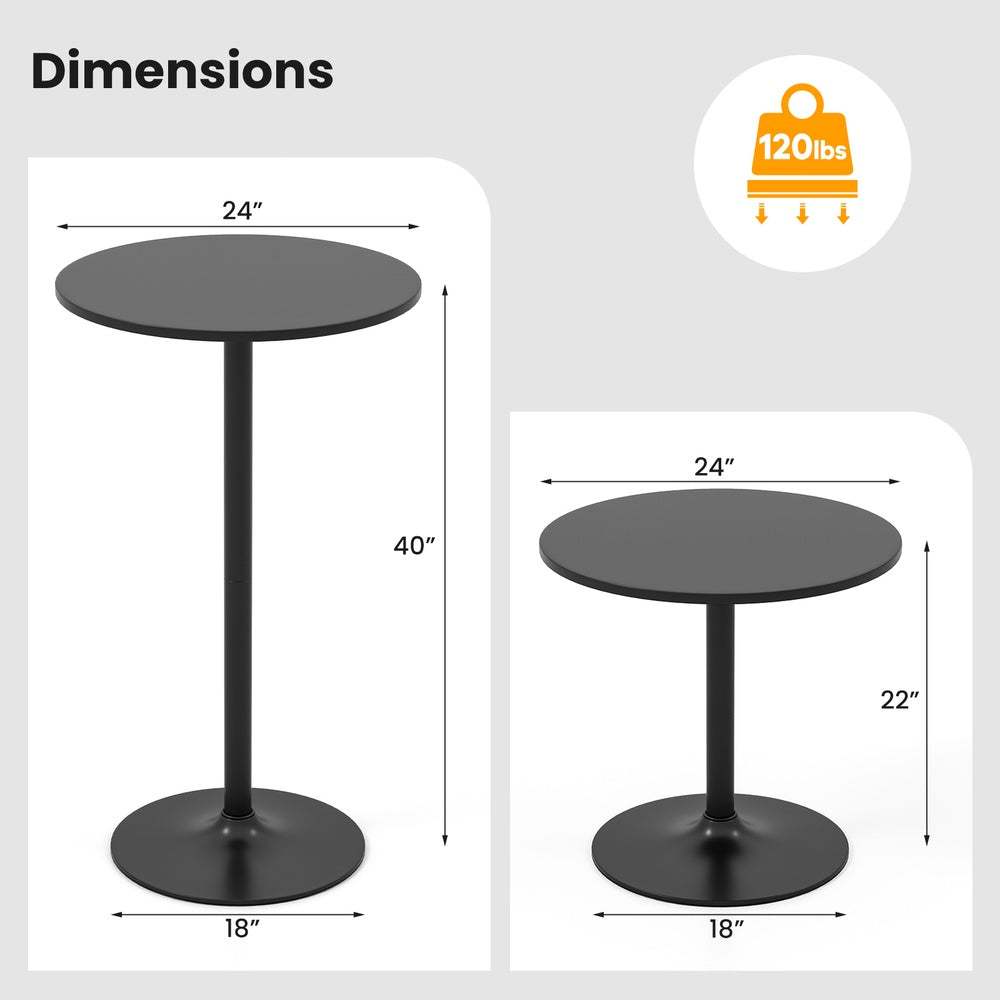 24 Inch Modern Style Round Cocktail Table with Metal Base and MDF Top-1 Piece